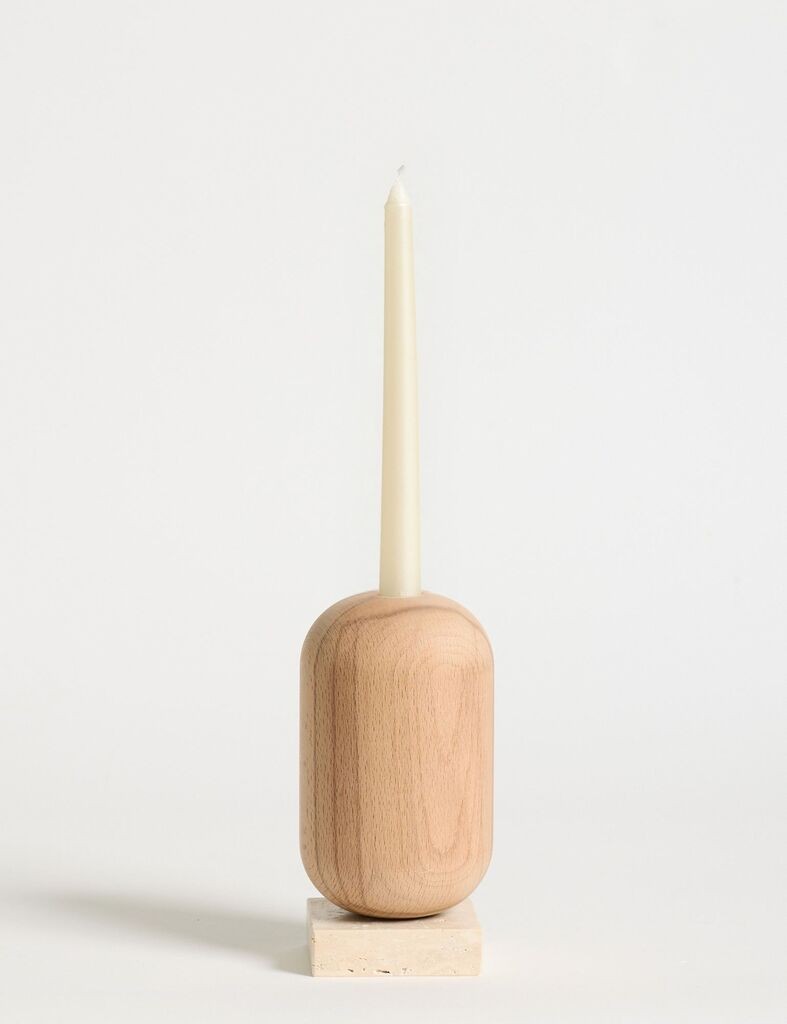 Aberto Design Svećnjak Vasio Small, 9 x 17.5 x 9 cm, Bež