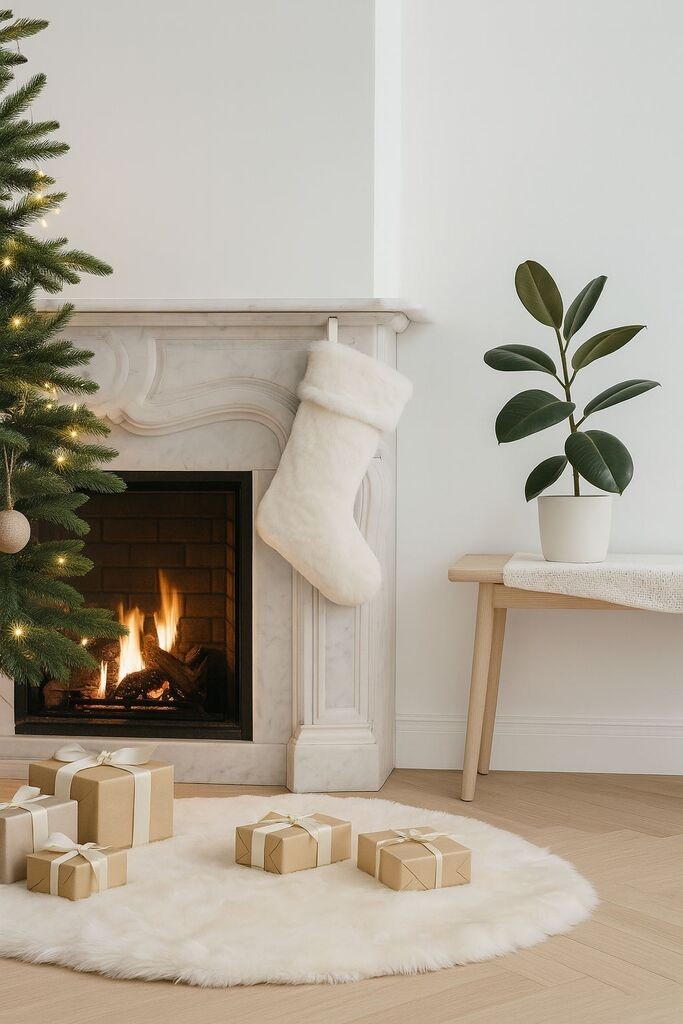 Aberto Design Novogodišnja ukrasna čarapa Pelush, Prljavo bela