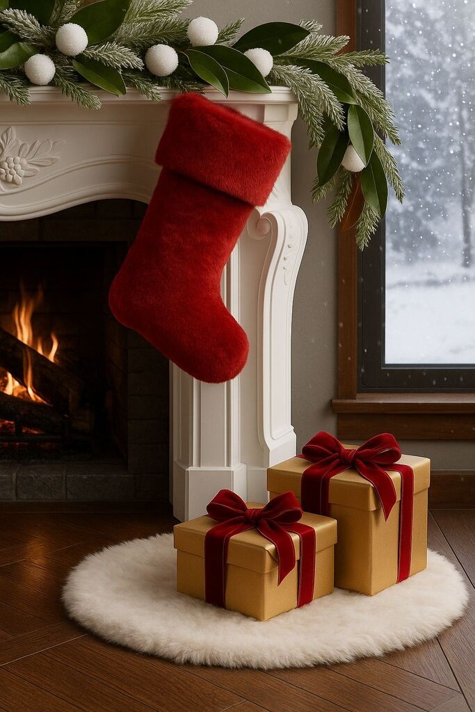 Aberto Design Novogodišnja ukrasna čarapa Pelush, Crvena