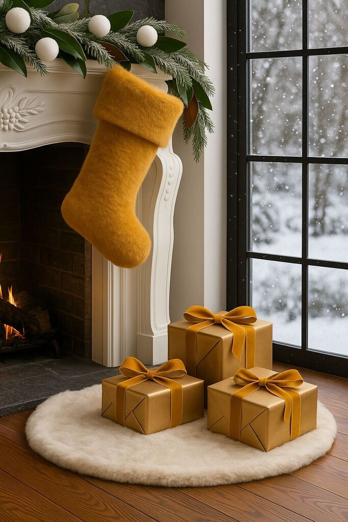 Aberto Design Novogodišnja ukrasna čarapa Pelush, Žuta