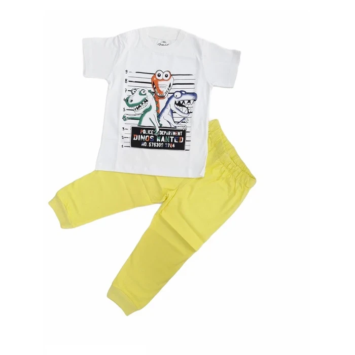 Pidžama za dečake Dino P044, Žuto-bela