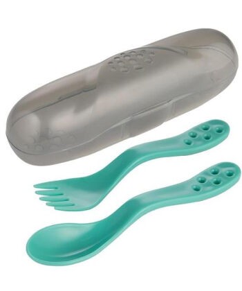 Canpol babies Set za hranjenje bebe kašika i viljuška, Tirkizni