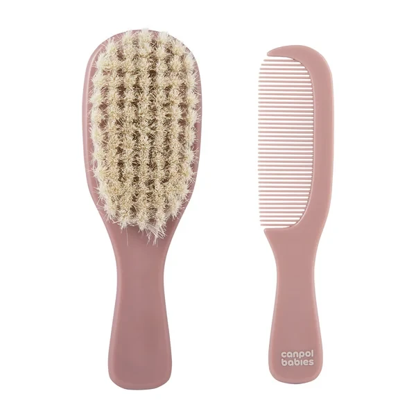 Canpol babies Češalj i četka za bebe Natual bristles, Roze
