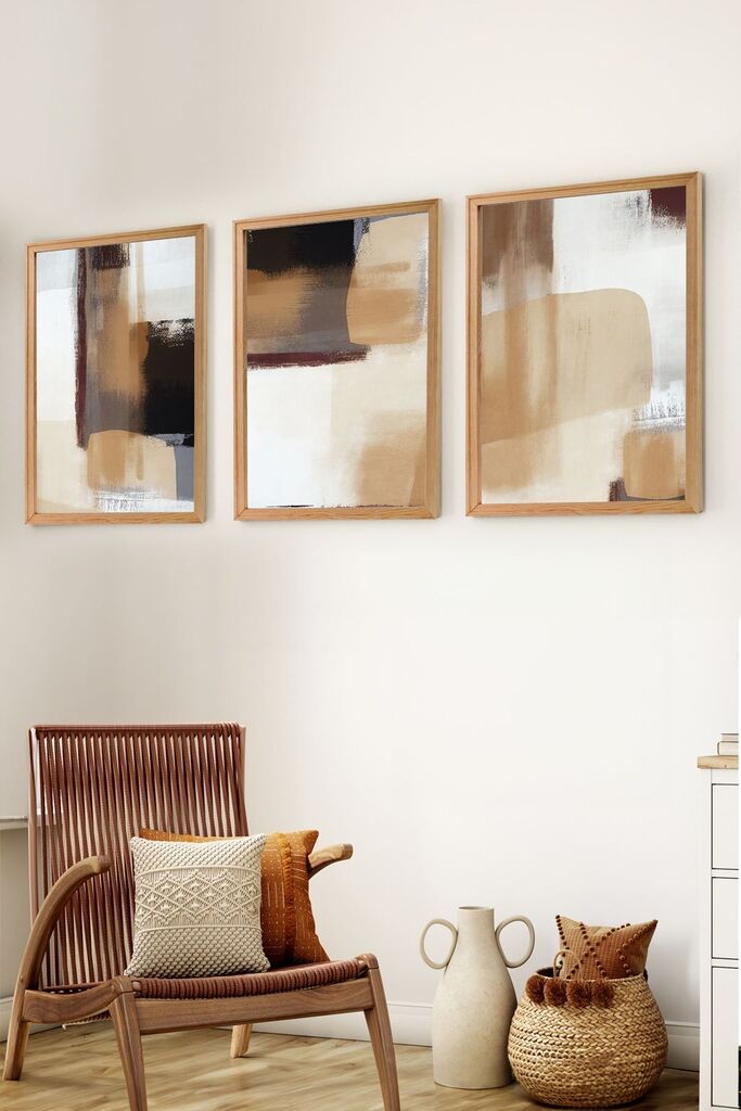 Wallity Set uramljenih MDF slika Myk3012-1, 3 Dela