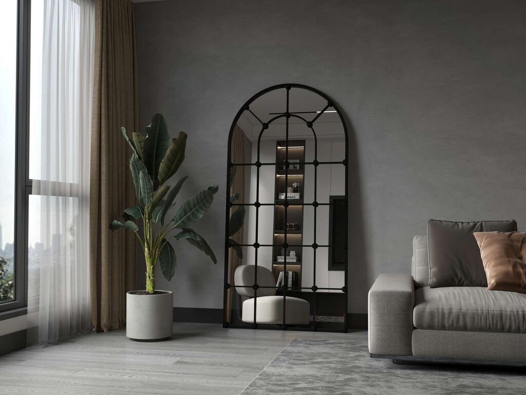 Hanah Home Podno ogledalo Ovalis, 90 cm x 180 cm, Crno