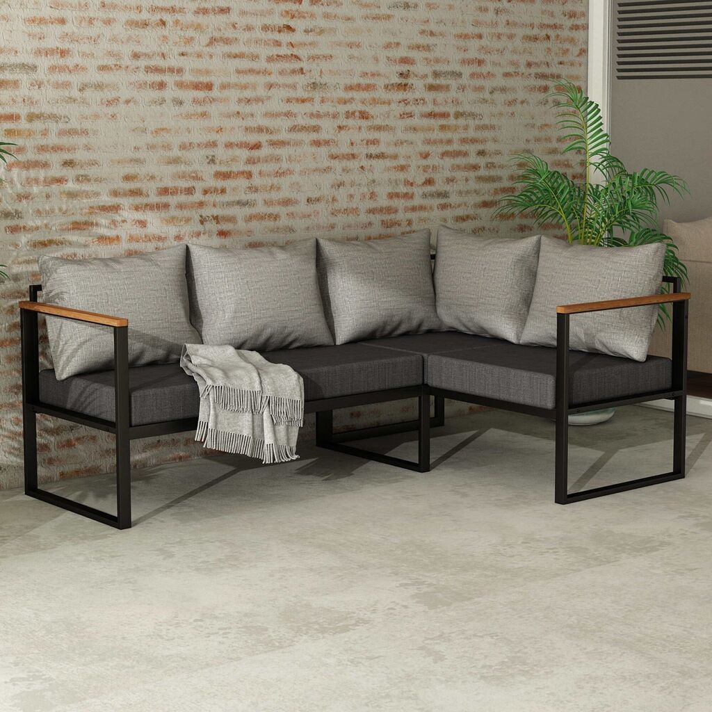 Hanah Home Baštenska ugaona sofa, Antracit