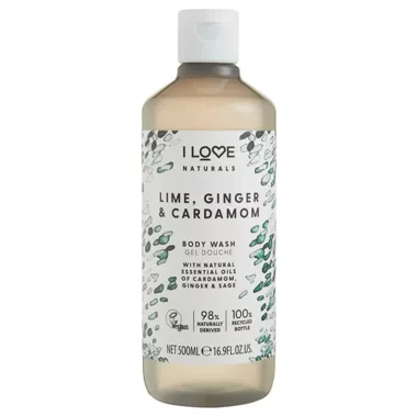 I LOVE Gel za tuširanje Naturals Limeta, đumbir i kardamon, 500ml