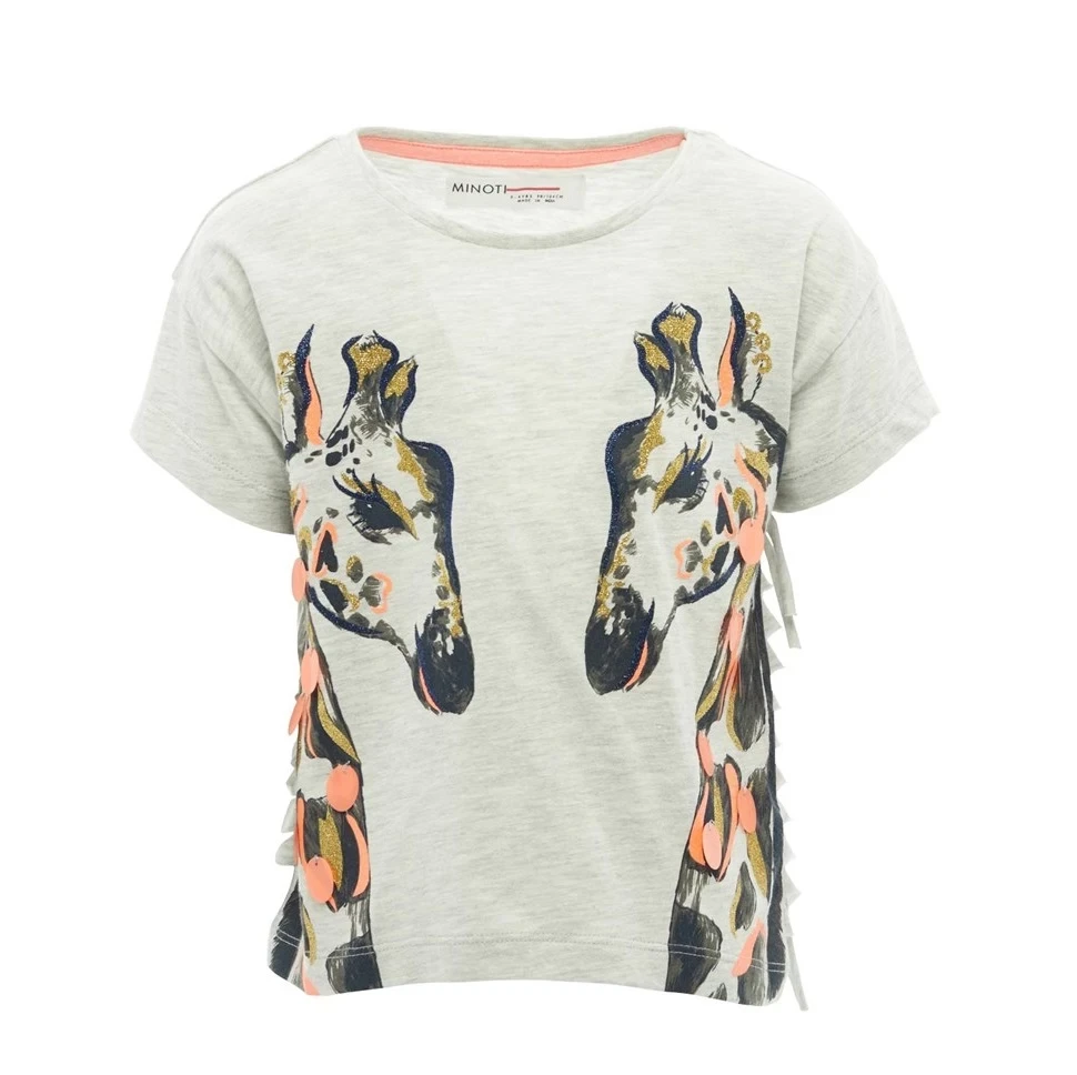 MINOTI Majica za devojčice Žirafica NEON2, Siva