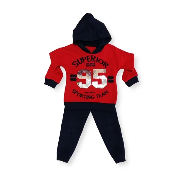 Komplet trenerka za dečake NE0015, Crveno-crna