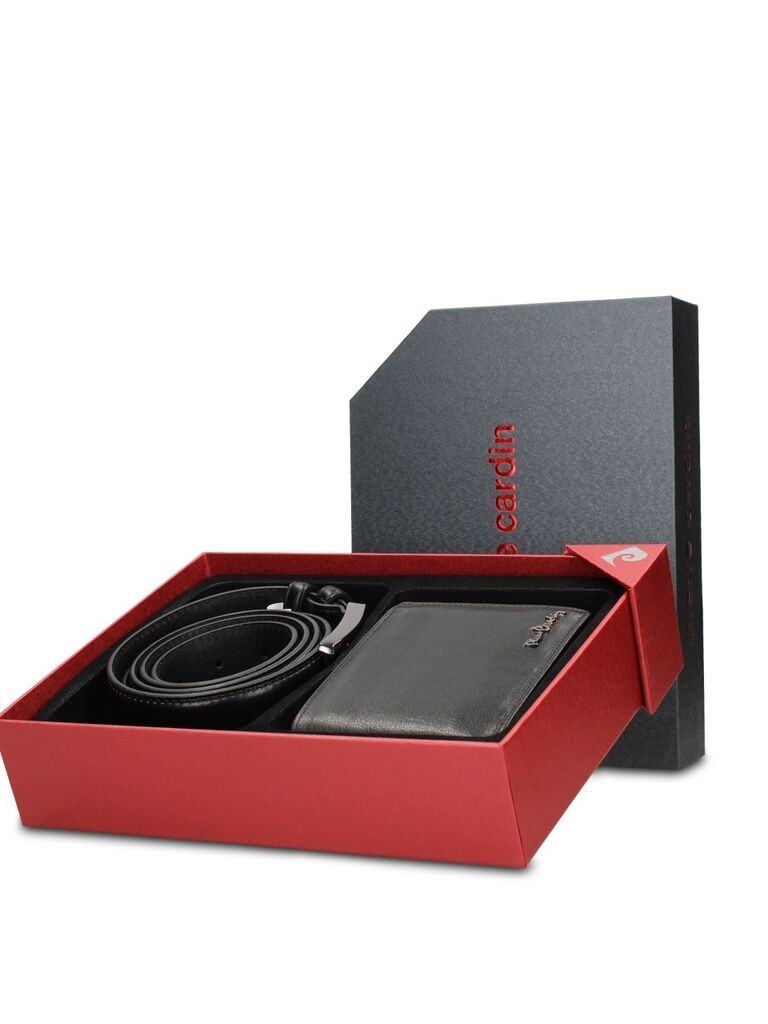 Pierre Cardin Muški set Kožni novčanik i kaiš 2551GG37, Crni