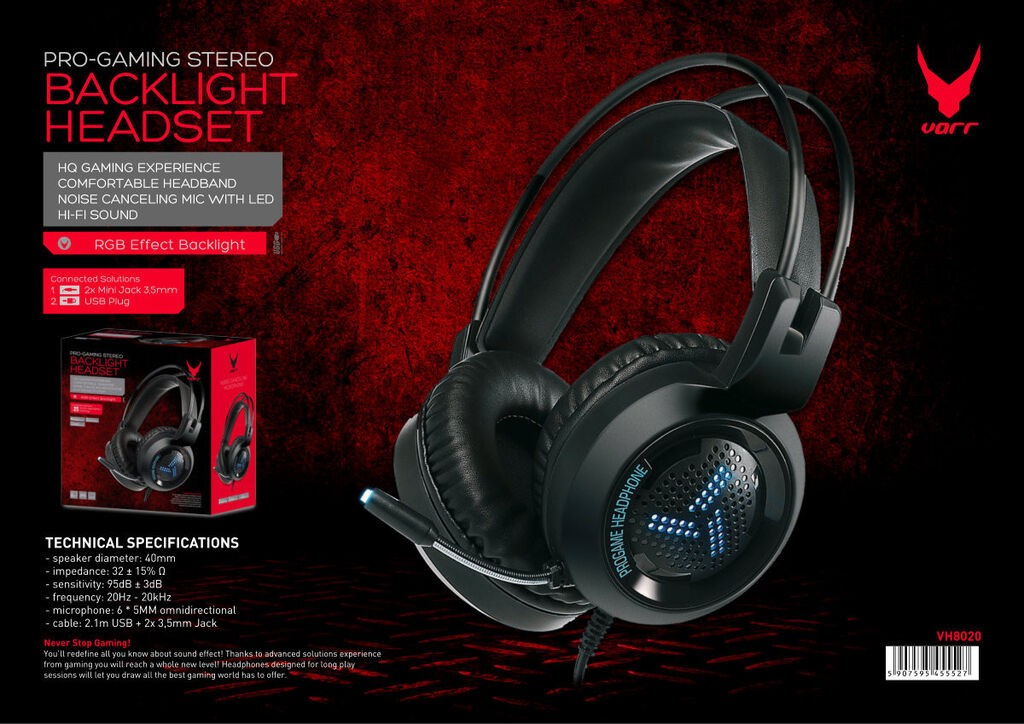 Omega Gaming Slušalice Varr VH8020, Crne