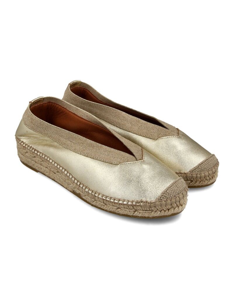 Viguera Ženske kožne espadrile 2225, Zlatne boje