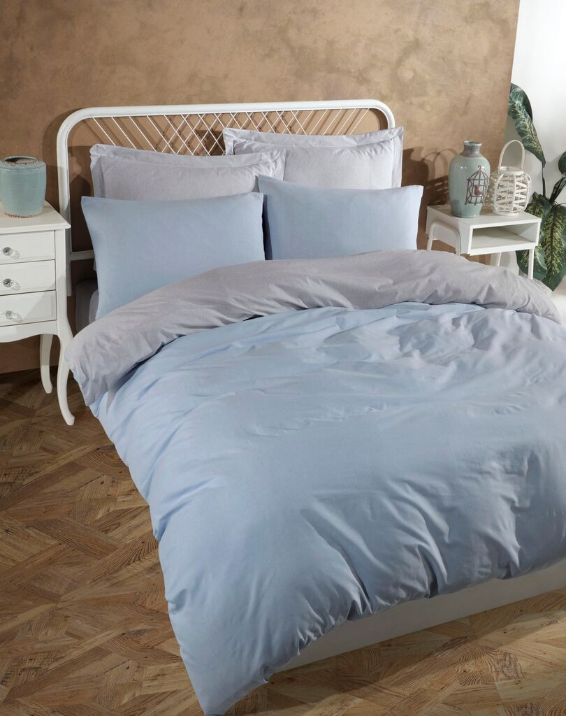 L'essentiel Maison Komplet Posteljine Solid, 200x220 cm, Plavo-sivi