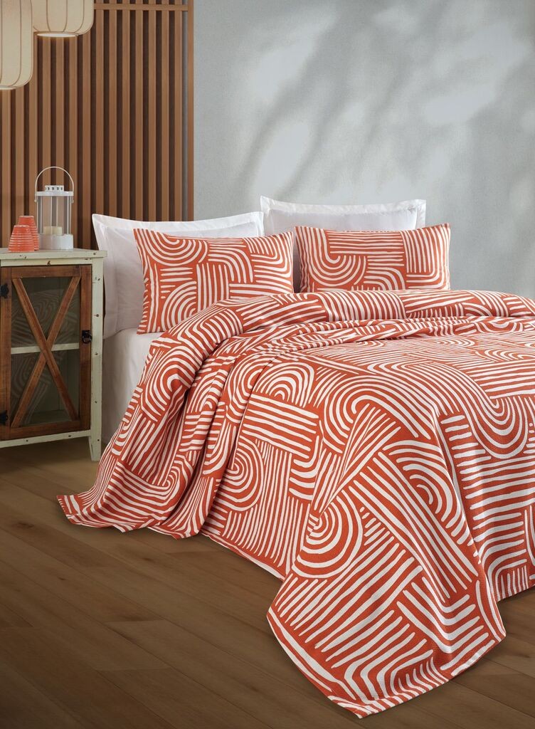 L'essentiel Maison Set posteljina Line Art, 160x230 cm, Crveni