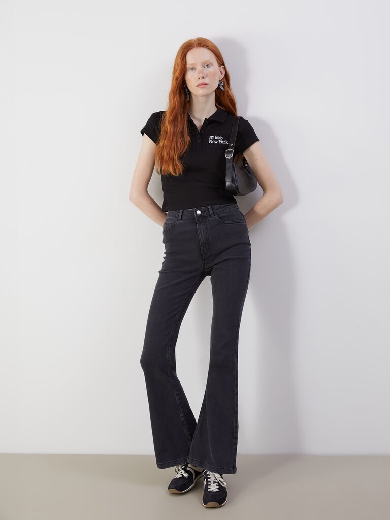 LC Waikiki Ženske farmerke W54851Z8-CVL, Crne