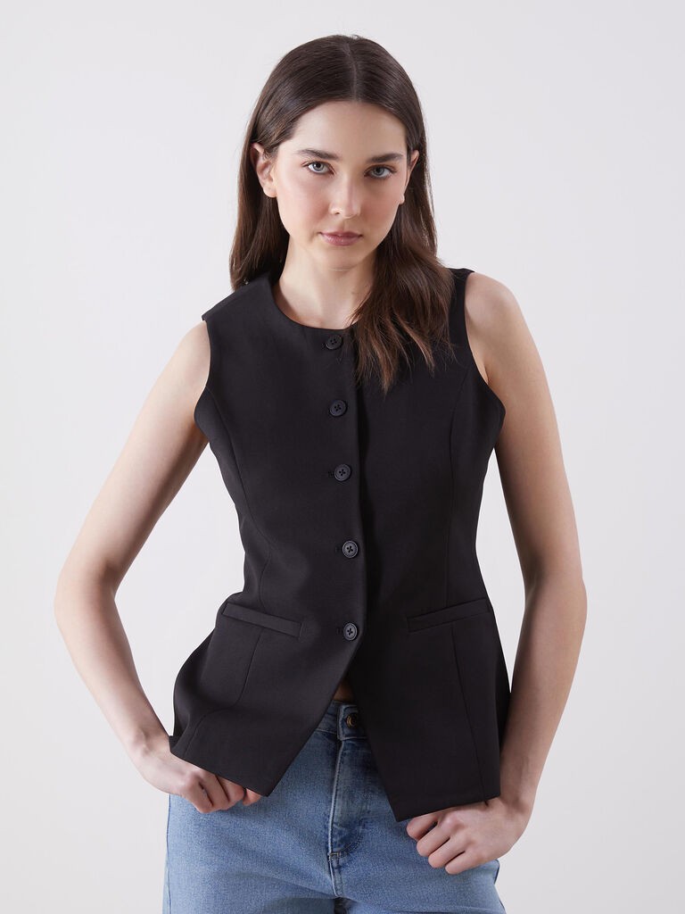 LC Waikiki Ženski prsluk W58774Z8-CVL, Crni