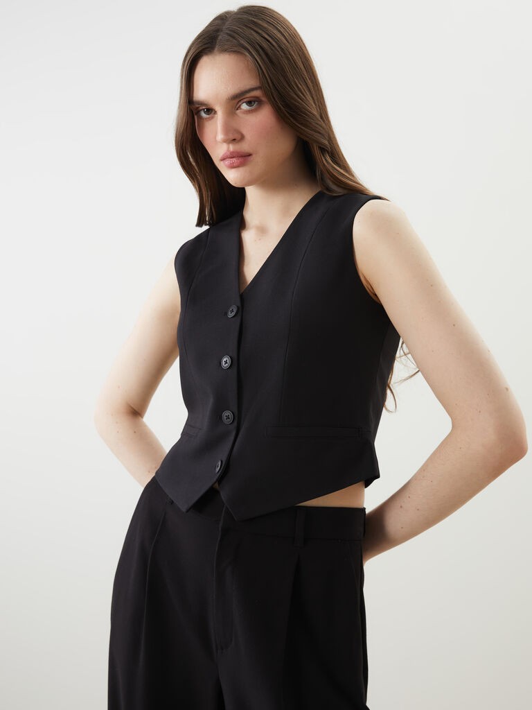 LC Waikiki Ženski prsluk W55227Z8-CVL, Crni