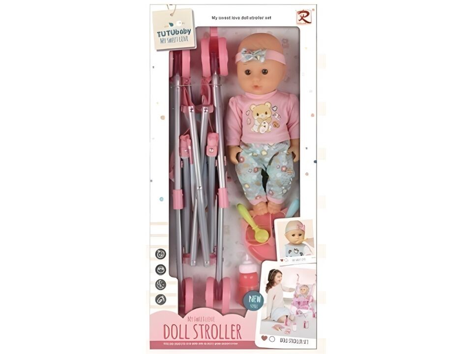 Lutka beba sa kolicima, Sivo-roze