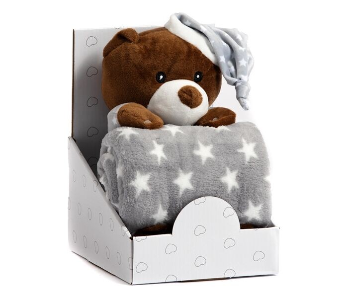 BBO Set ćebe sa igračkom za bebe Sleeping bear, Sivi