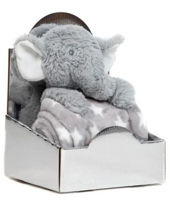 BBO Set ćebe sa igračkom za bebe Slon, Sivi