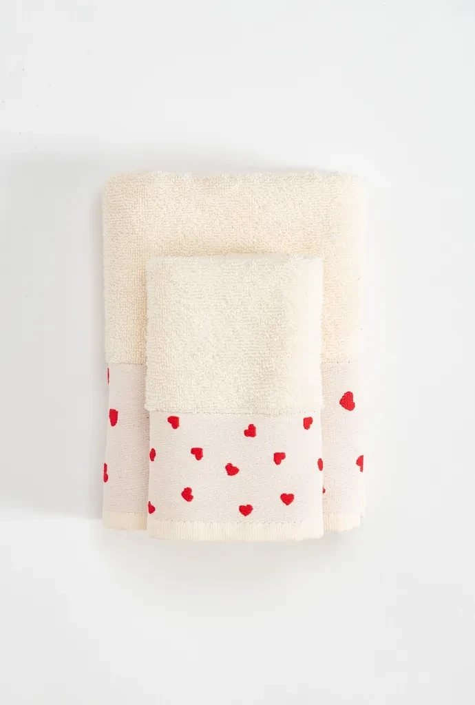 Stefan Set peškira Crveno srce, 2 komada, Bež