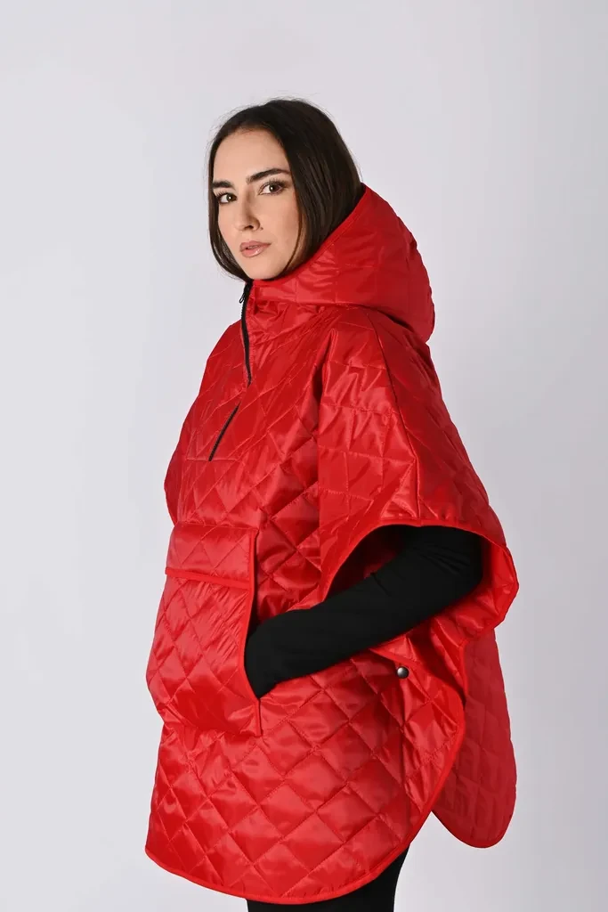 Rush Ženska štepana pelerina sa kapuljačom, Crvena