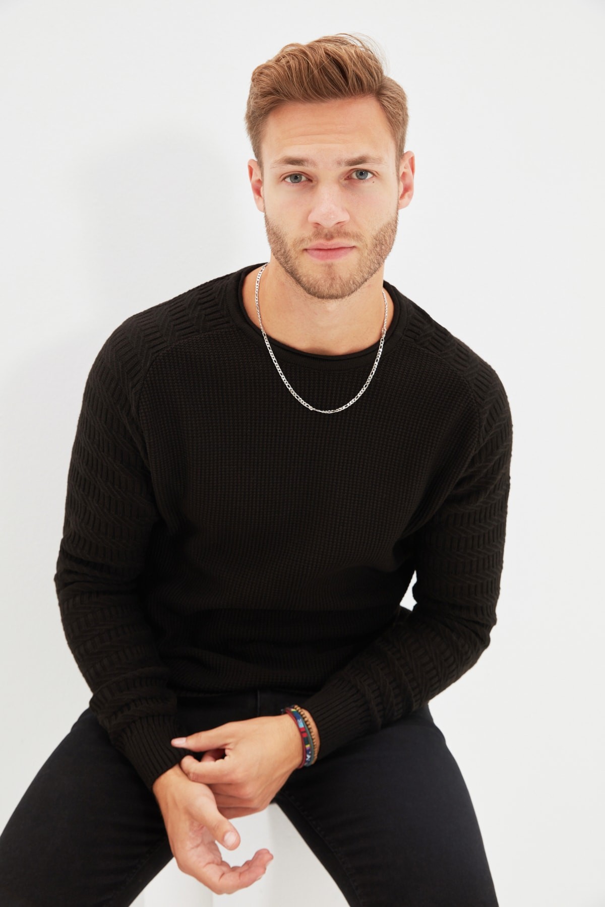 Trendyol Muški džemper, Crni