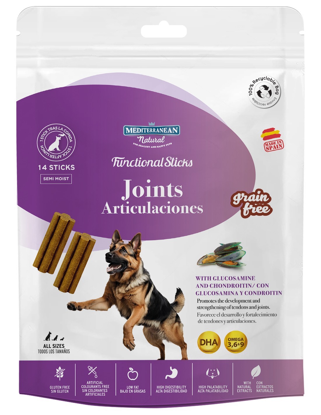 Mediterranean Poslastice za pse Funcional Sticks Joints, Sa ekstraktom škampa i krabe, 110 g