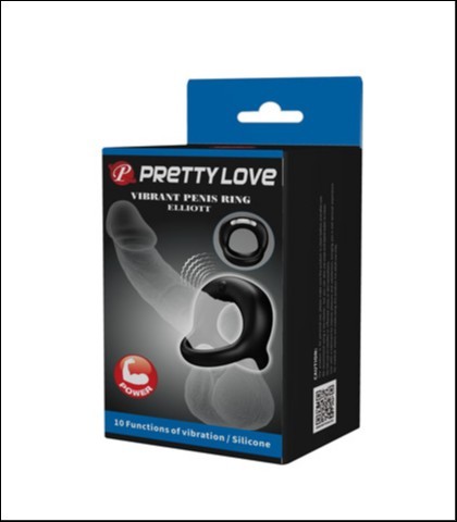 Pretty Love Vibrirajući dupli prsten za penis Elliott, Crni