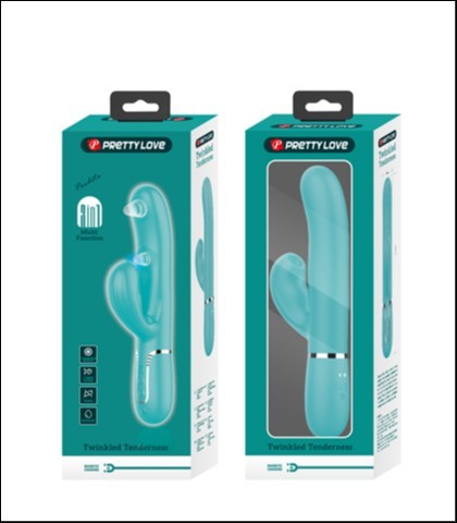 Pretty Love Vibrator sa nastavkom za klitoralnu stimulaciju, Silikonski, 22.8cm,Tirkizni