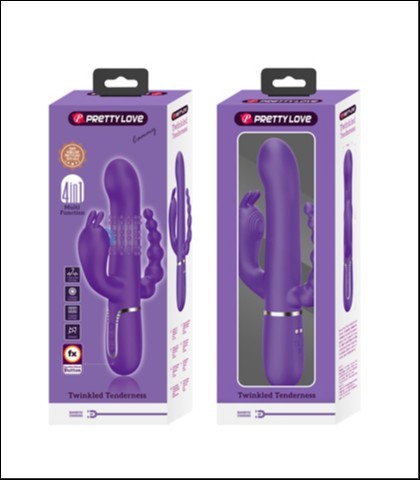 Pretty Love Vibrator sa trostrukom stimulacijom, Silikonski, 22.2cm, Ljubičasti