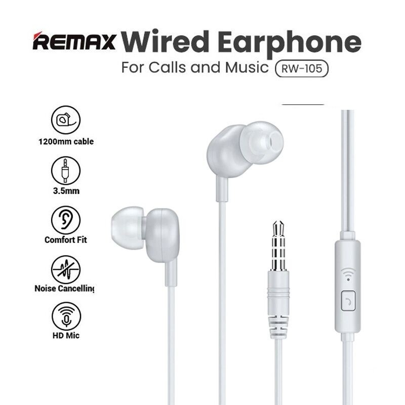 Remax Slušalice RW-105, Žičane, Bele