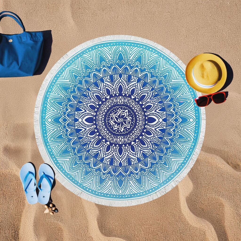L'essentiel Maison Peškir za plažu Mavi Mandala, 150x150 cm, Plavo-beli