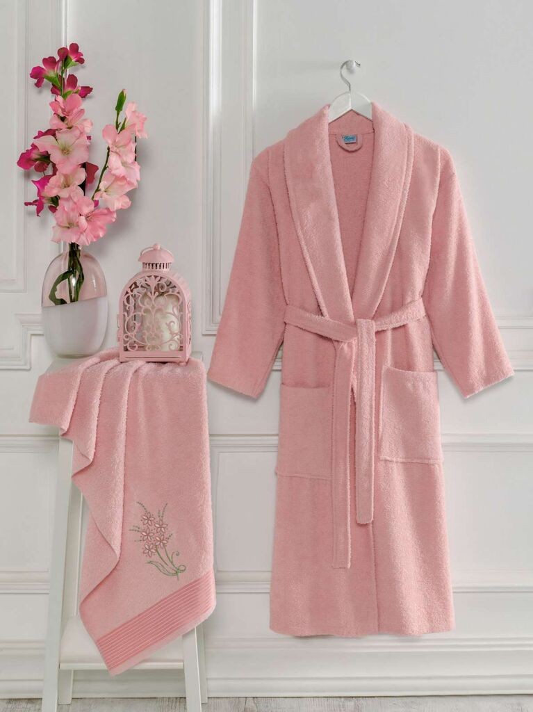 L'essentiel Maison Set Bademantil sa peškirom Cora, Rozi