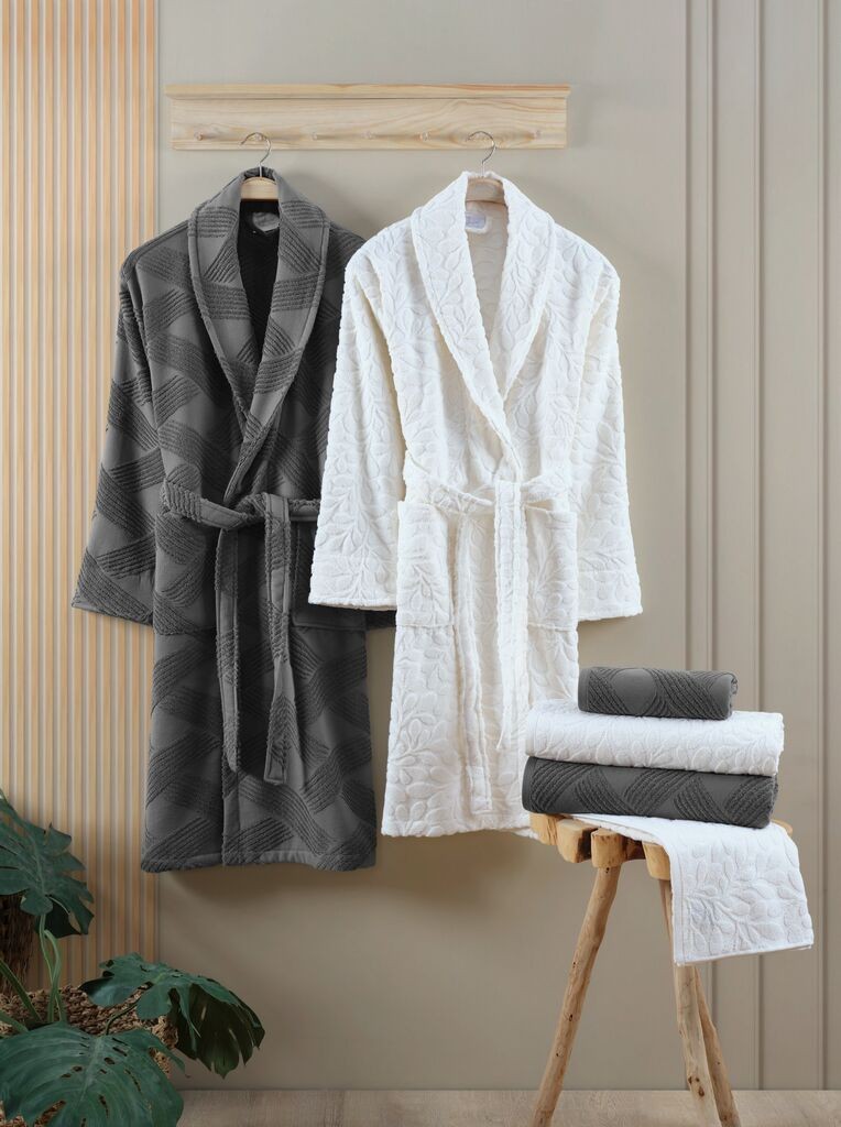 L'essentiel Maison Porodični set bademantila sa peškirima Benito, Antracit-krem