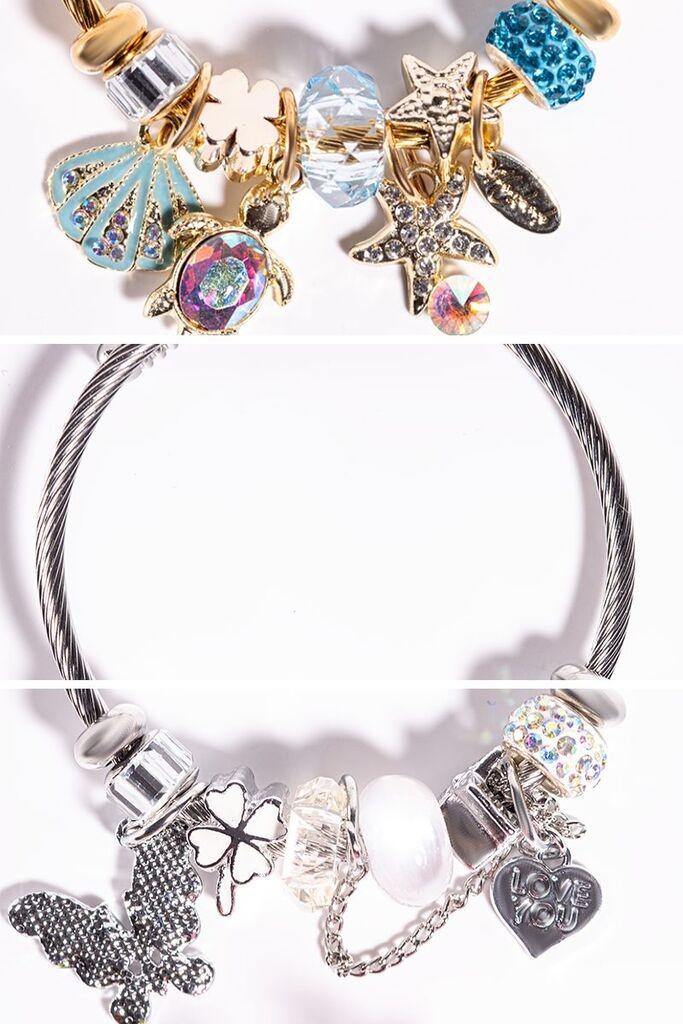 Dunipa Set narukvica sa šarmovima, 2 komada, Srebrno-zlatne boje