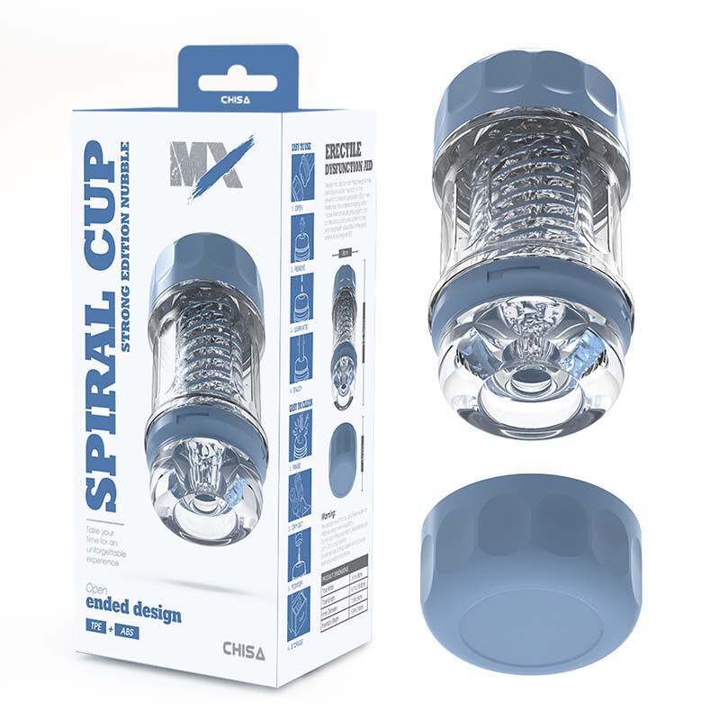 Masturbator Spiral Cup Strong Edition Nubble, 15.5cm, Providno-plavi