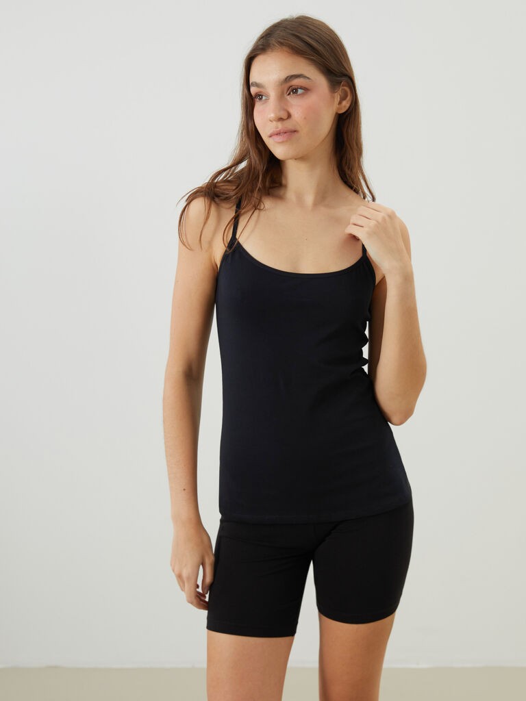 LC Waikiki Ženska majica na bretele W50684Z8-CVL, Crna