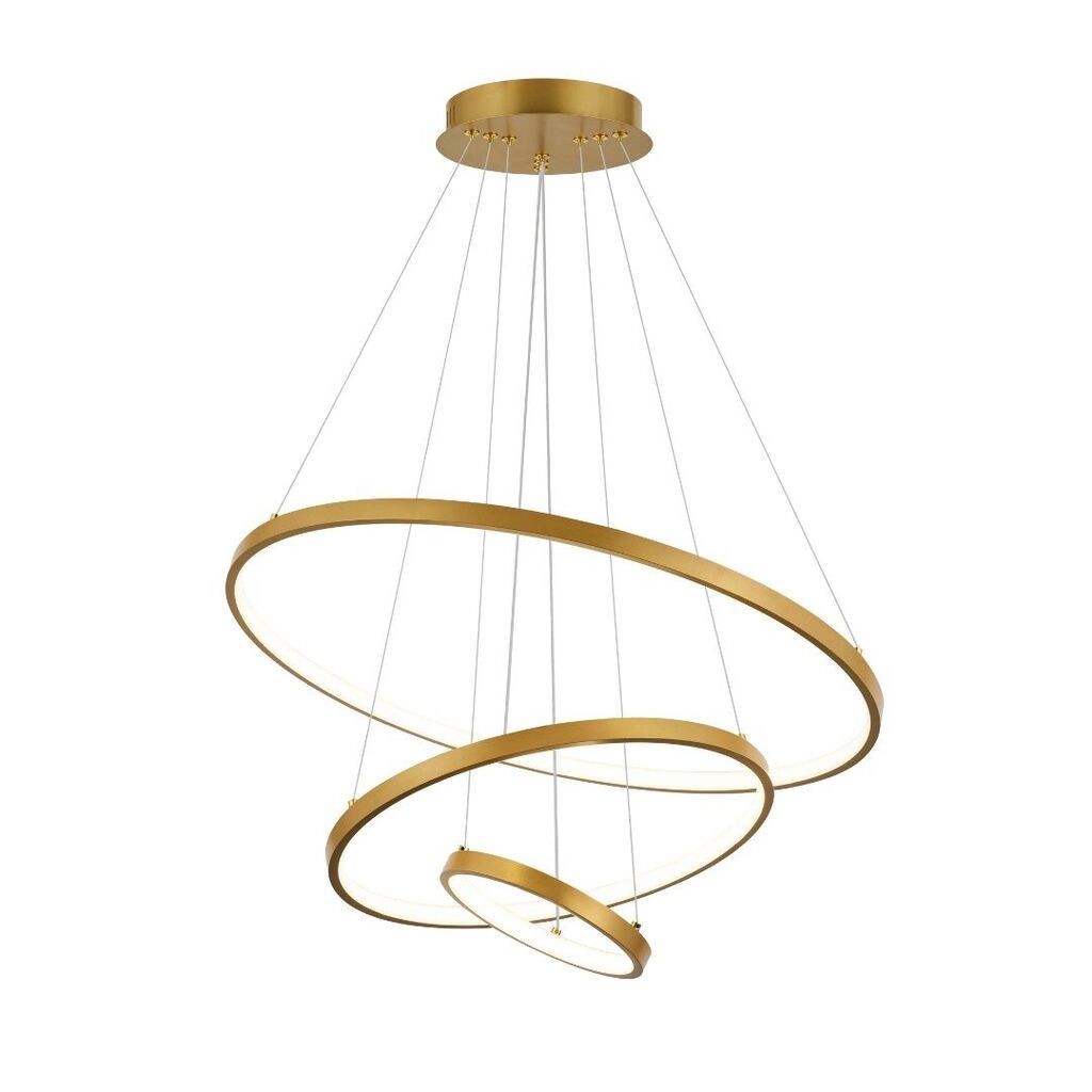 Rabalux Visilica sa daljinskim Beliza, 3 prstena, LED 95W, 3000-6500K, 60cm, Zlatne boje