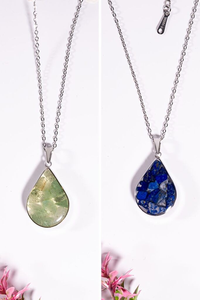 Dunipa Set ogrlica sa priveskom Suza, 2 komada, Srebrne boje