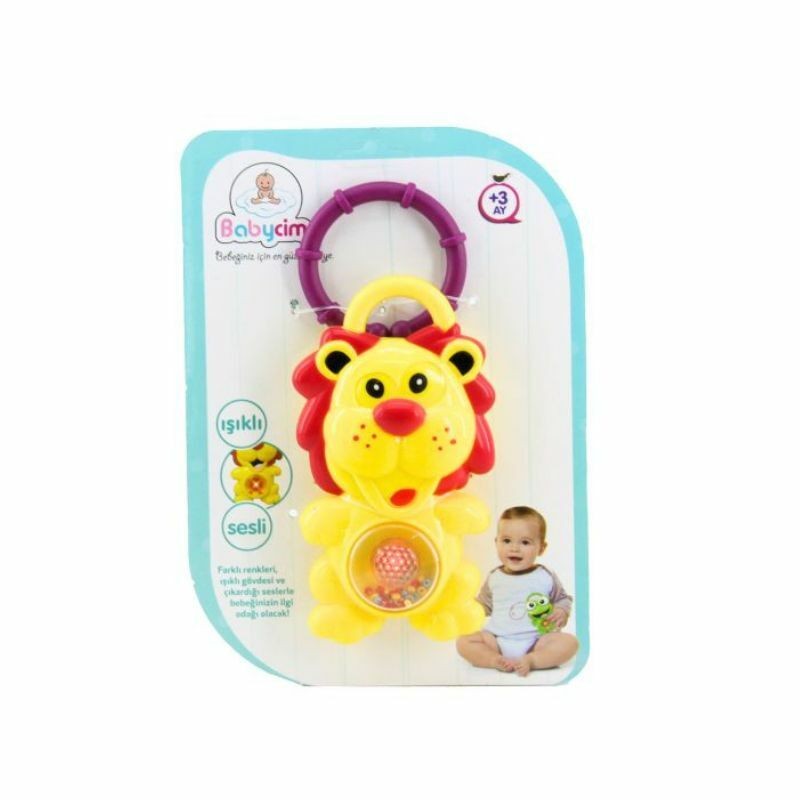 Babycim Zvečka za bebe sa zvukom i svetlom Lav, Žuta
