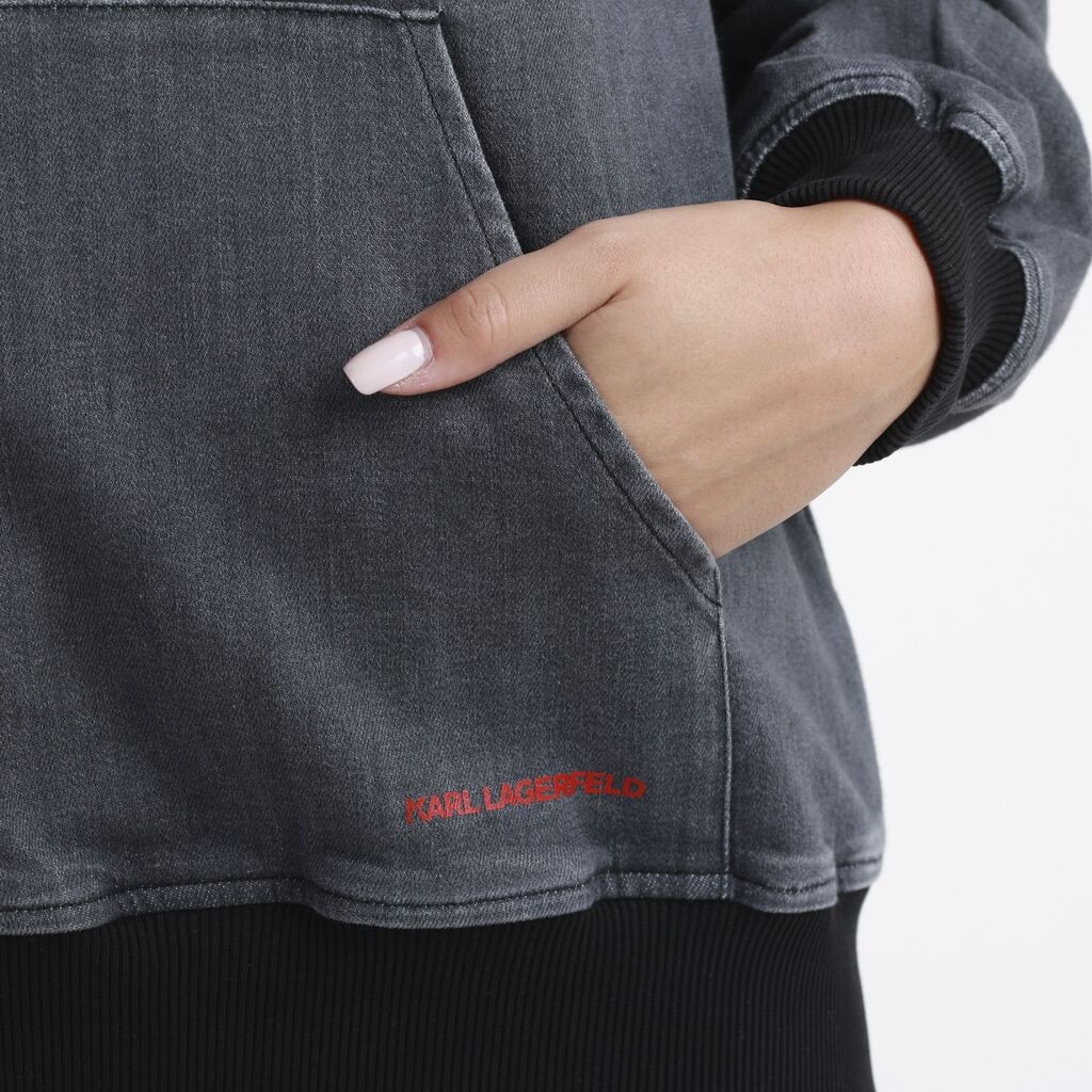 Karl Lagerfeld Ženski duks sa kapuljačom Sweatshirt, Sivi