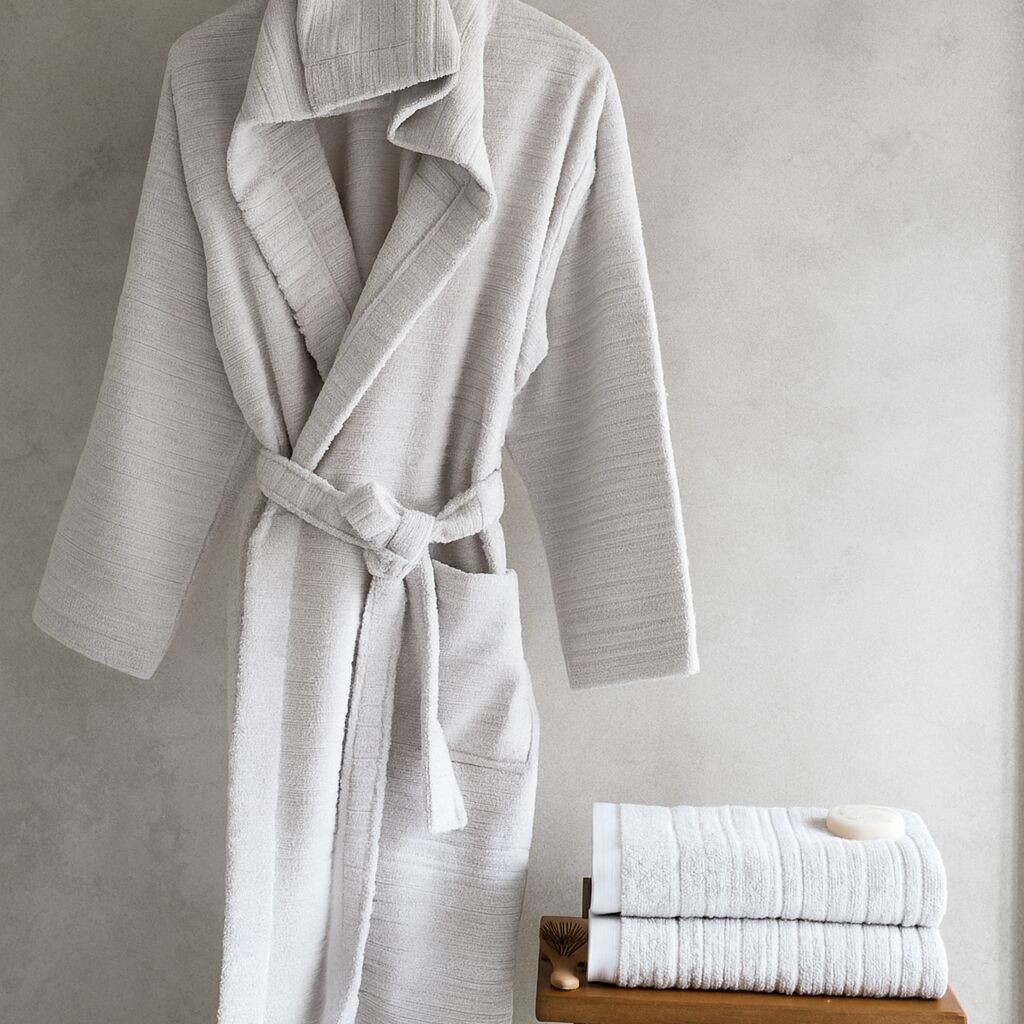 Bademantil Natur, Sa kapuljačom, Svetlosivi