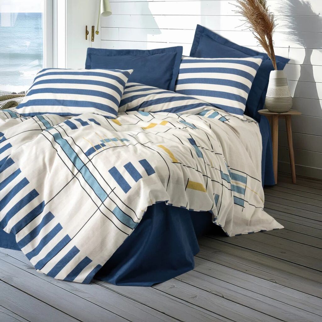 Komplet posteljina Lunox Modern, 200 x 220 cm, 4 komada, Tamnoplava