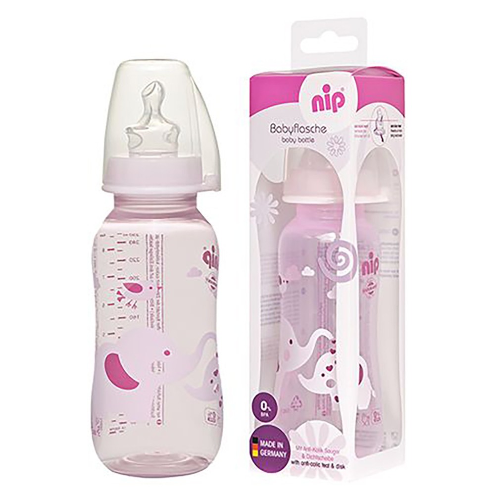 Nip Flašica za bebe sa silikonskom cuclom za devojčice Trendy, 250ml, 0-6m, Roze
