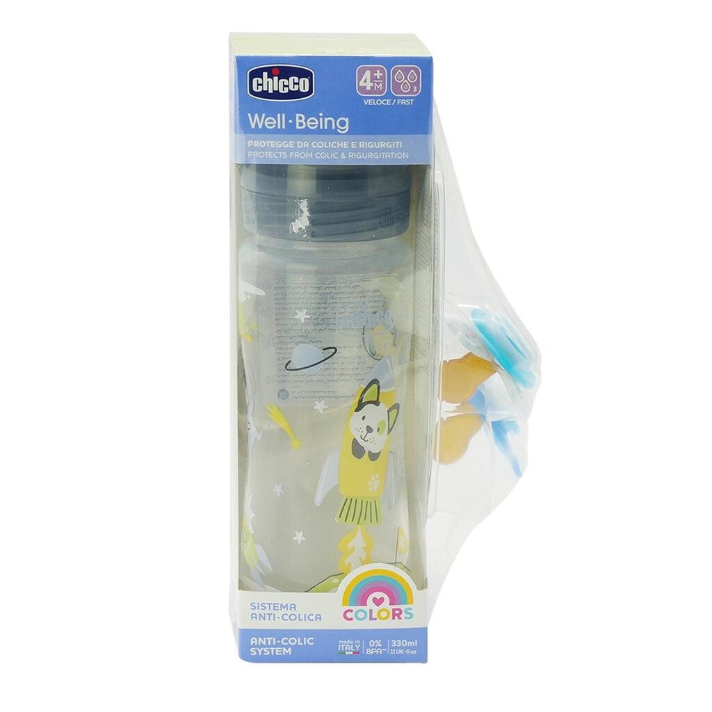 Chicco Set Flašica, 330ml, Siva i Laža za bebe Phair