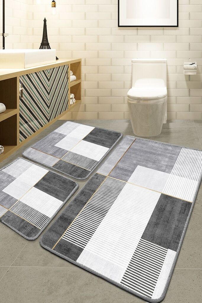 L'essentiel Maison Set prostirki za kupatilo Pendor, 3 Komada, Siva