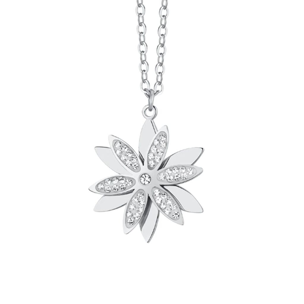 Luca Barra Ženska ogrlica Cvet života, Srebrne boje