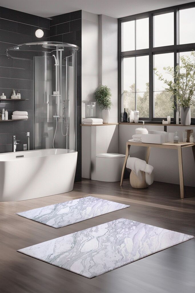 L'essentiel Maison Set prostirki za kupatilo CT-5034, 2 Komada, Bela