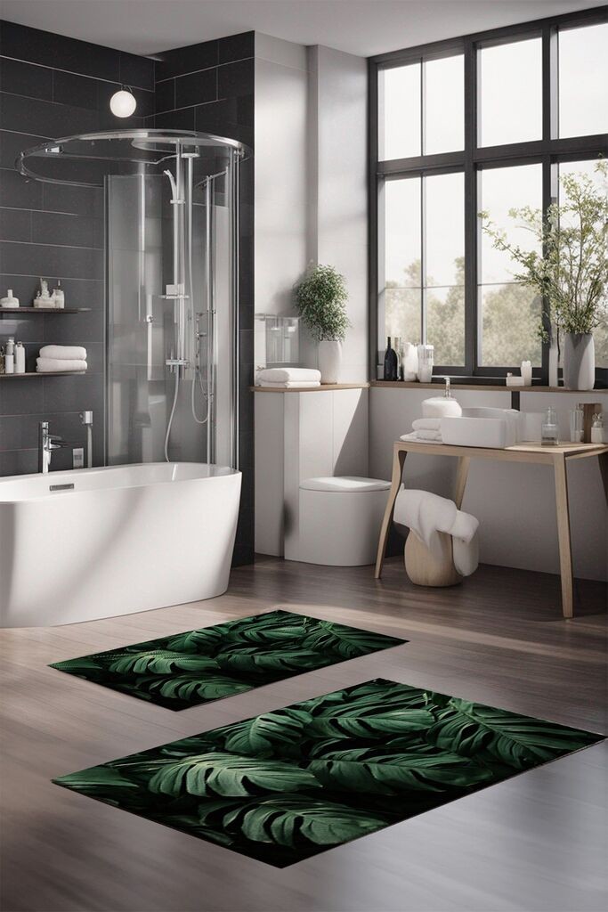 L'essentiel Maison Set prostirki za kupatilo CT-5332, 2 Komada, tamnoZelena